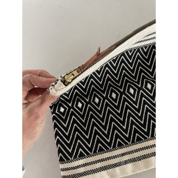 Tribe Alive Fold Over Clutch Purse Pouch Black & Cream Ivory - Picture 3 of 7